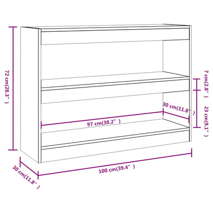 Bokhylle Sonoma Eik Romdeler 100x30x72 cm
