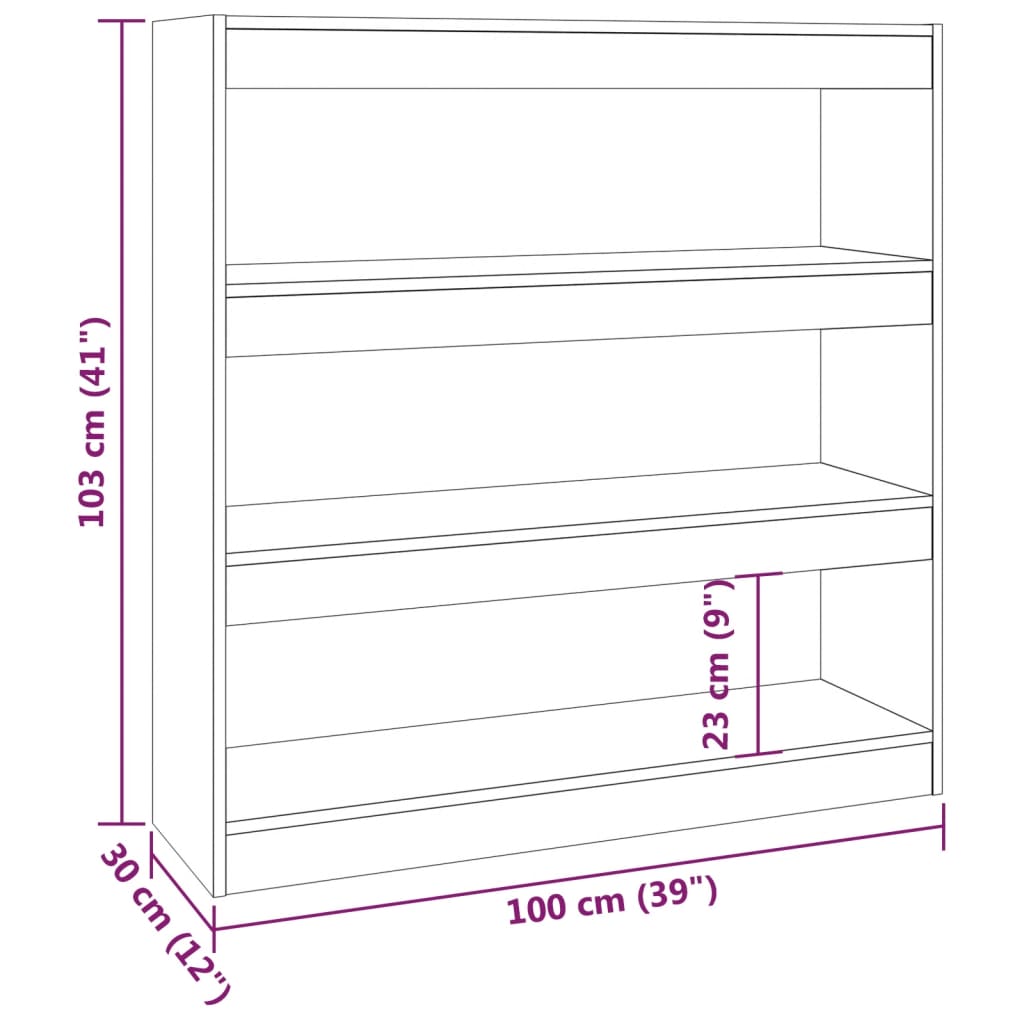 Bokhylle Hvit Romdeler 100x30x103 cm