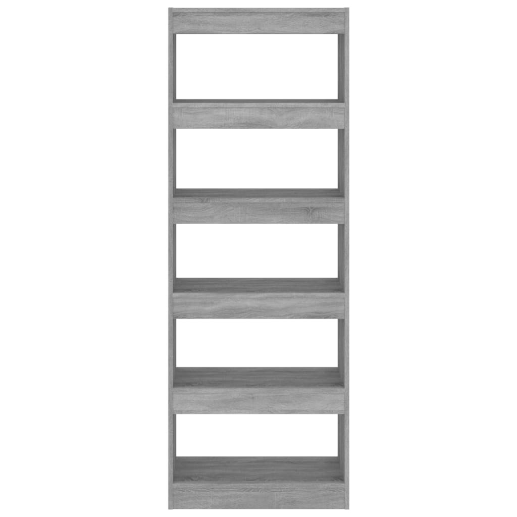 Bokhylle/romdeler grå sonoma 60x30x166 cm konstruert tre