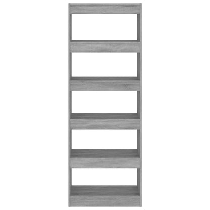 Bokhylle/romdeler grå sonoma 60x30x166 cm konstruert tre