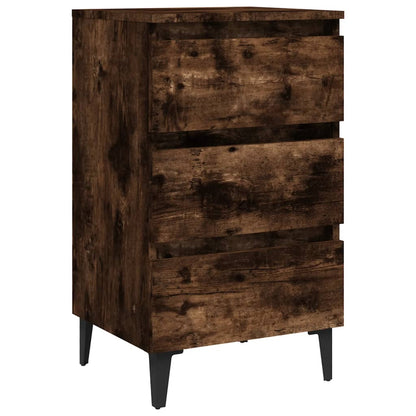 Nattbord Sengbord Røkt Eik med metallben 40x35x69 cm