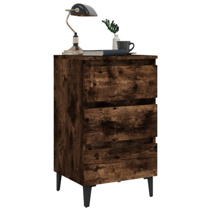 Nattbord Sengbord Røkt Eik med metallben 40x35x69 cm