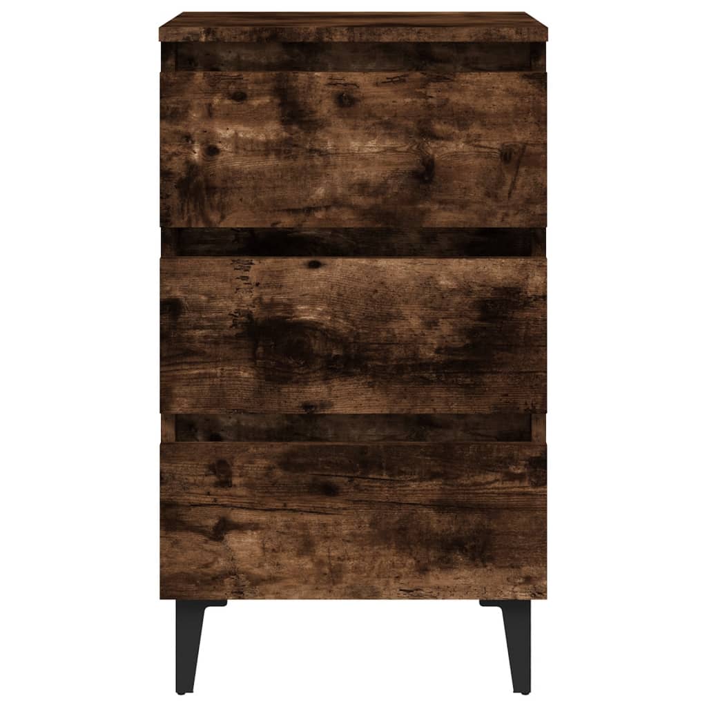Nattbord Sengbord Røkt Eik med metallben 40x35x69 cm