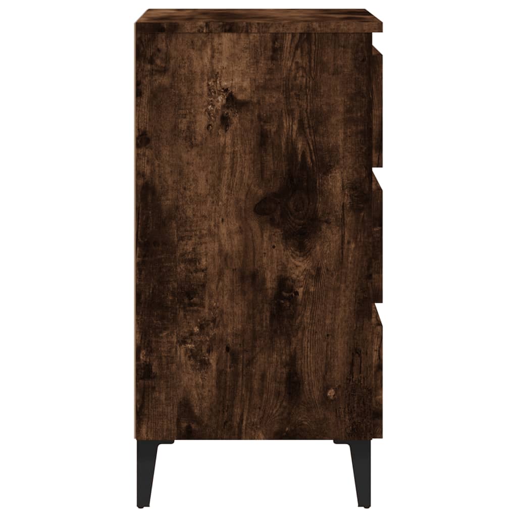 Nattbord Sengbord Røkt Eik med metallben 40x35x69 cm