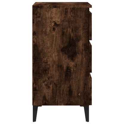 Nattbord Sengbord Røkt Eik med metallben 40x35x69 cm