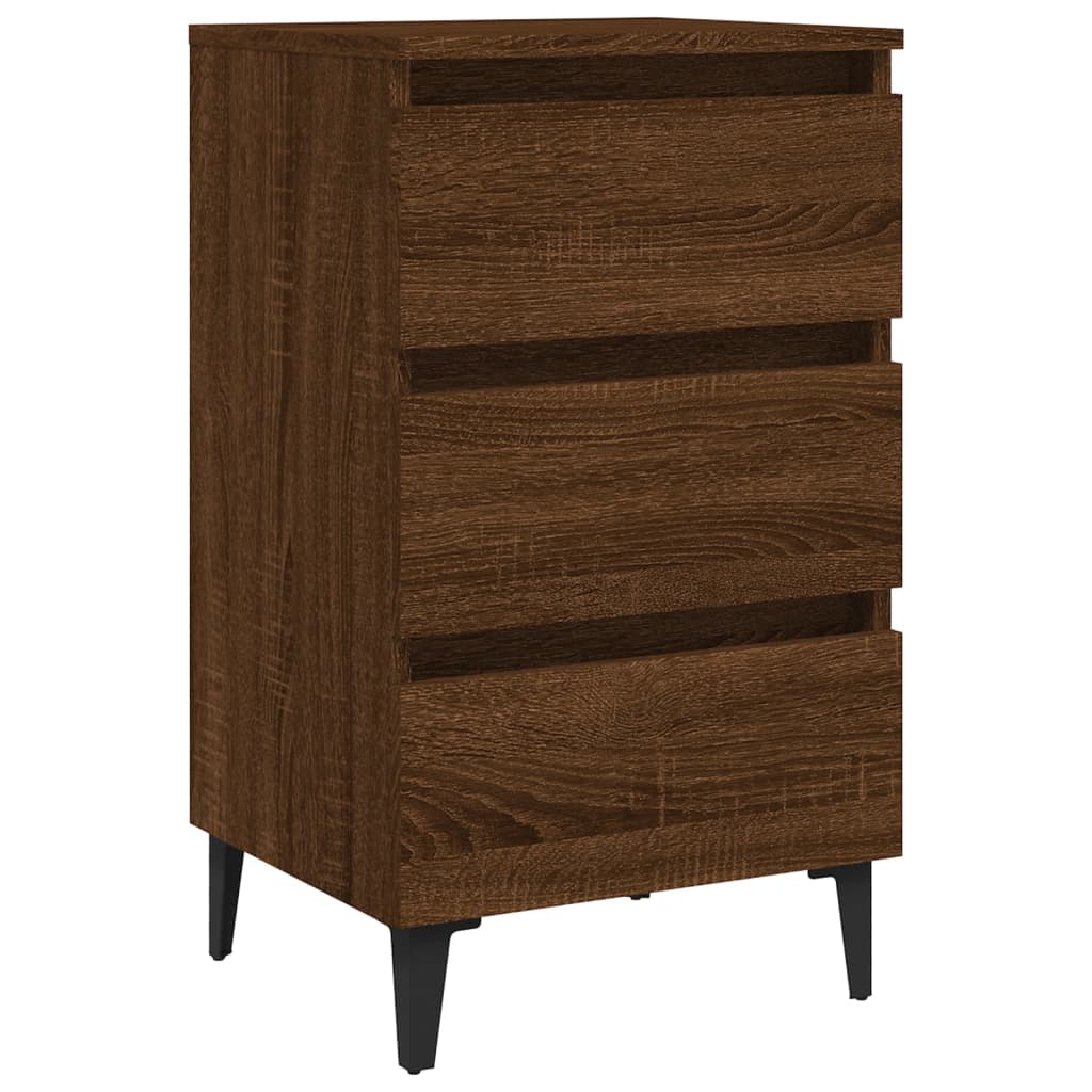 Nattbord Sengbord Brun Eik med metallben 40x35x69 cm