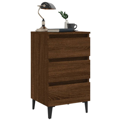 Nattbord Sengbord Brun Eik med metallben 40x35x69 cm
