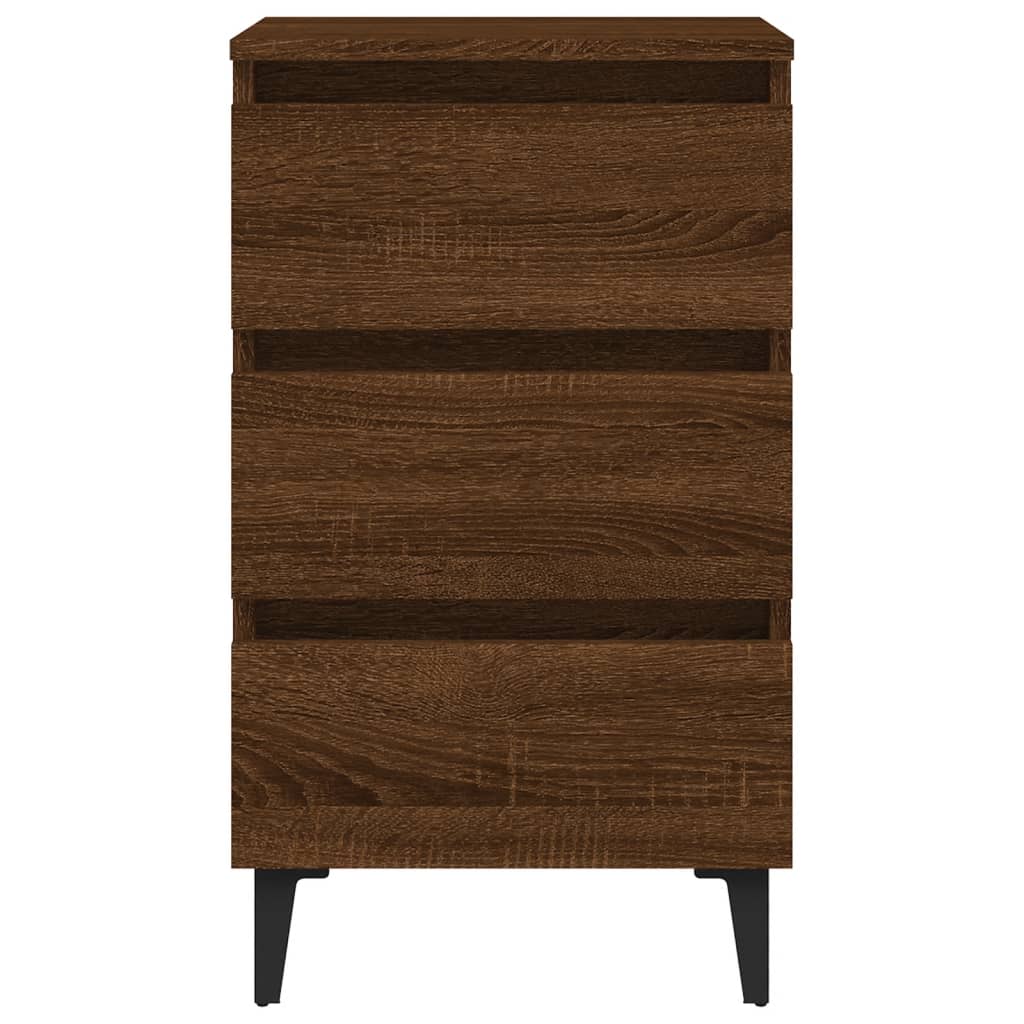 Nattbord Sengbord Brun Eik med metallben 40x35x69 cm