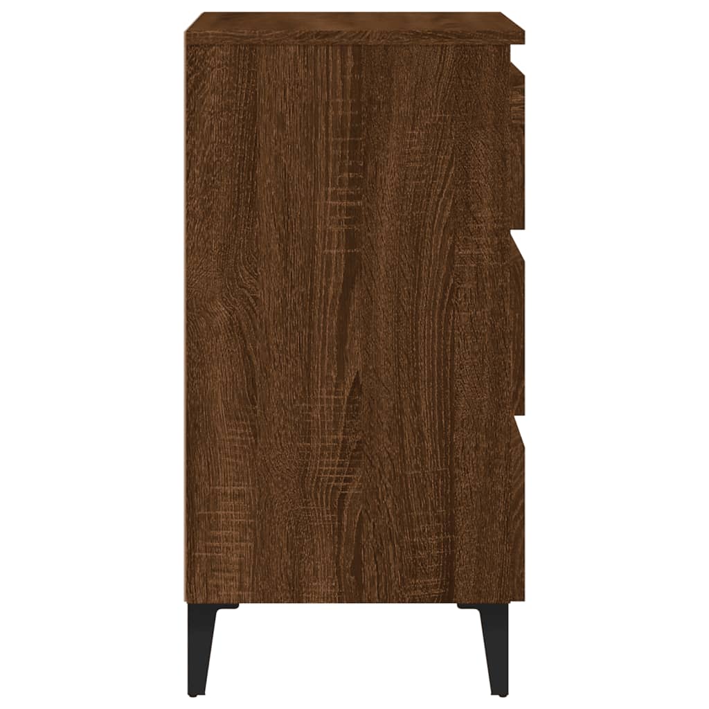Nattbord Sengbord Brun Eik med metallben 40x35x69 cm