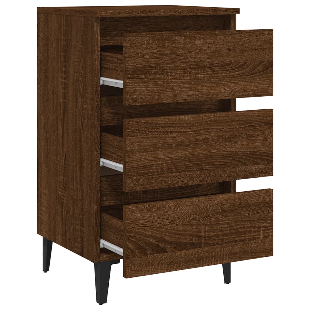 Nattbord Sengbord Brun Eik med metallben 40x35x69 cm