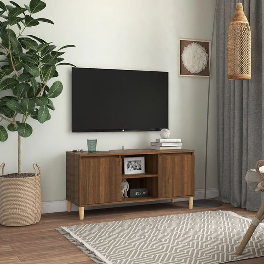 TV-Møbel Brun Eik TV-benk med ben i heltre 103,5x35x50 cm