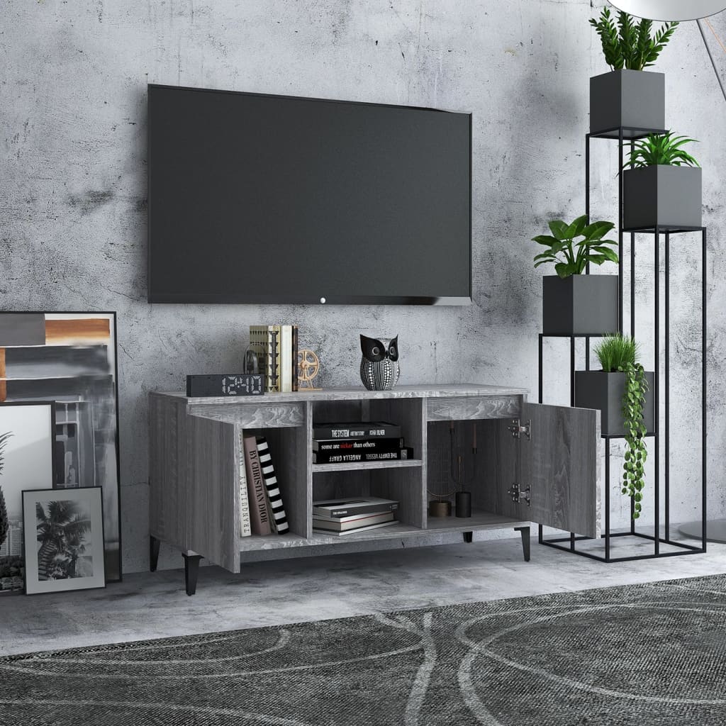 TV-Møbel Sonoma Grå TV-benk med metallben 103,5x35x50 cm