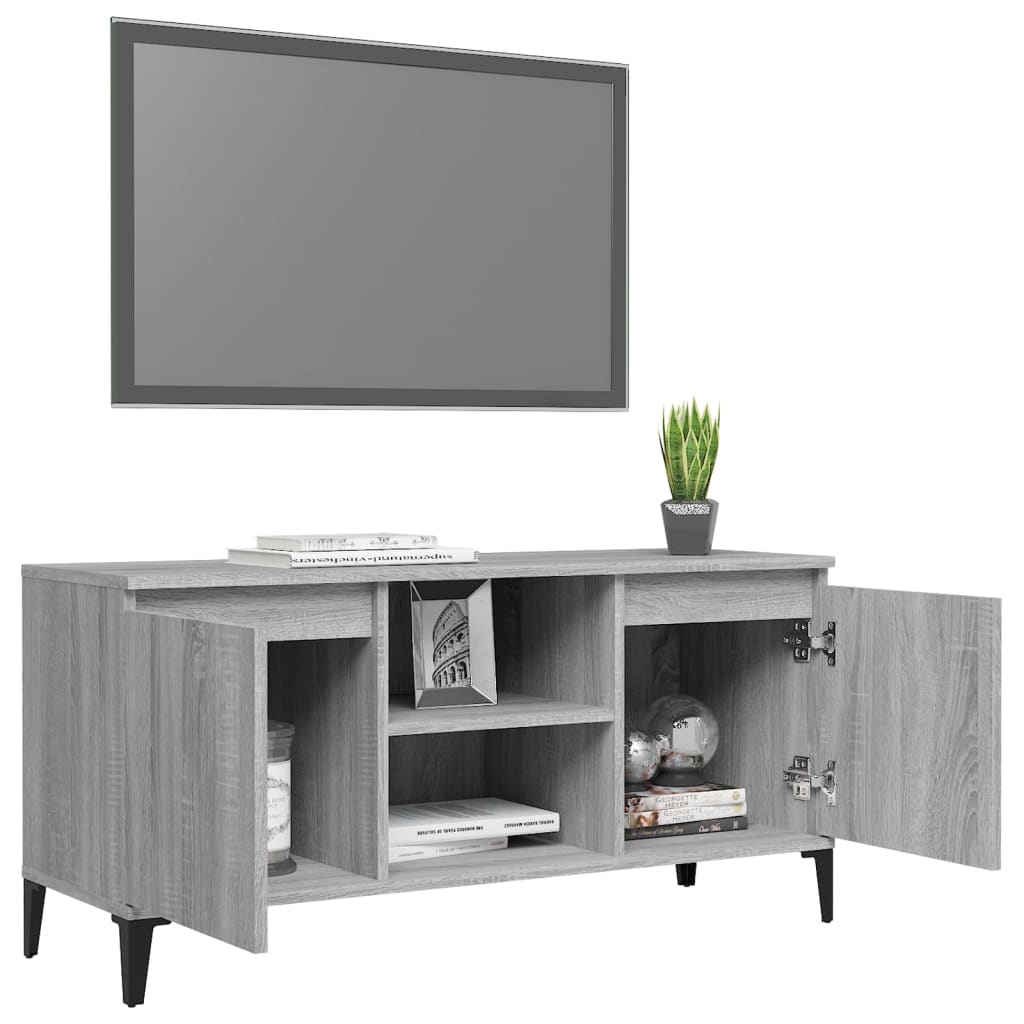TV-Møbel Sonoma Grå TV-benk med metallben 103,5x35x50 cm
