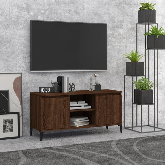 TV-Møbel Brun Eik TV-benk med metallben 103,5x35x50 cm
