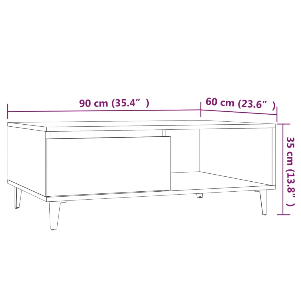 Salongbord Sofabord Sonoma Grå 90x60x35 cm