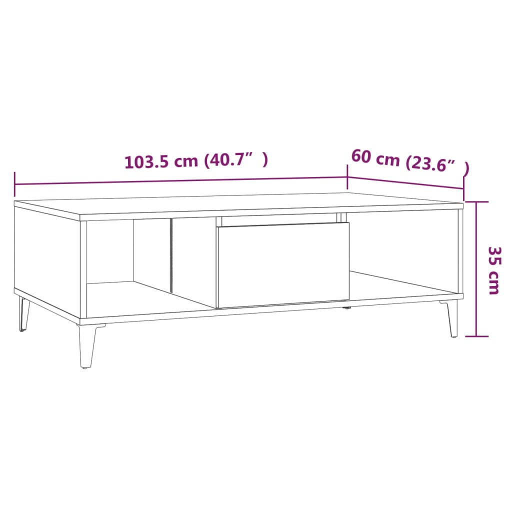 Salongbord Sofabord Røkt Eik 103,5x60x35 cm