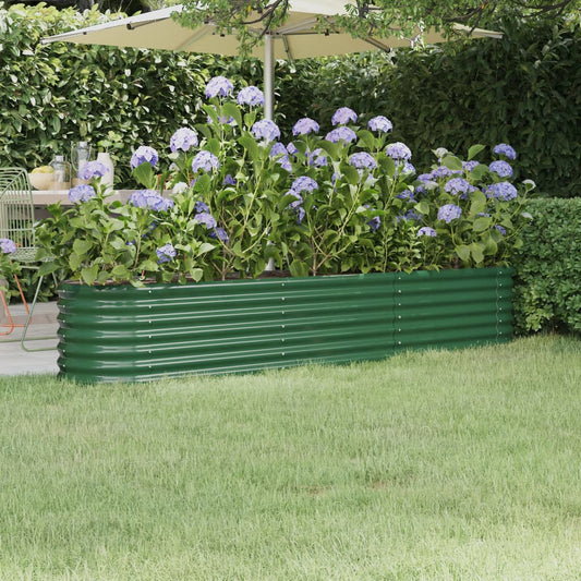 Utendørs Blomsterkasse Plantekasse Metall pulverlakkert stål 224x40x36 cm grønn