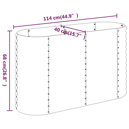 Utendørs Blomsterkasse Plantekasse Metall pulverlakkert stål 114x40x68 cm grå