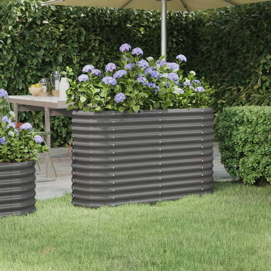 Utendørs Blomsterkasse Plantekasse Metall pulverlakkert stål 114x40x68 cm grå