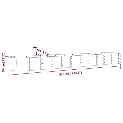 Høybed galvanisert stål 440x80x36 cm grønn