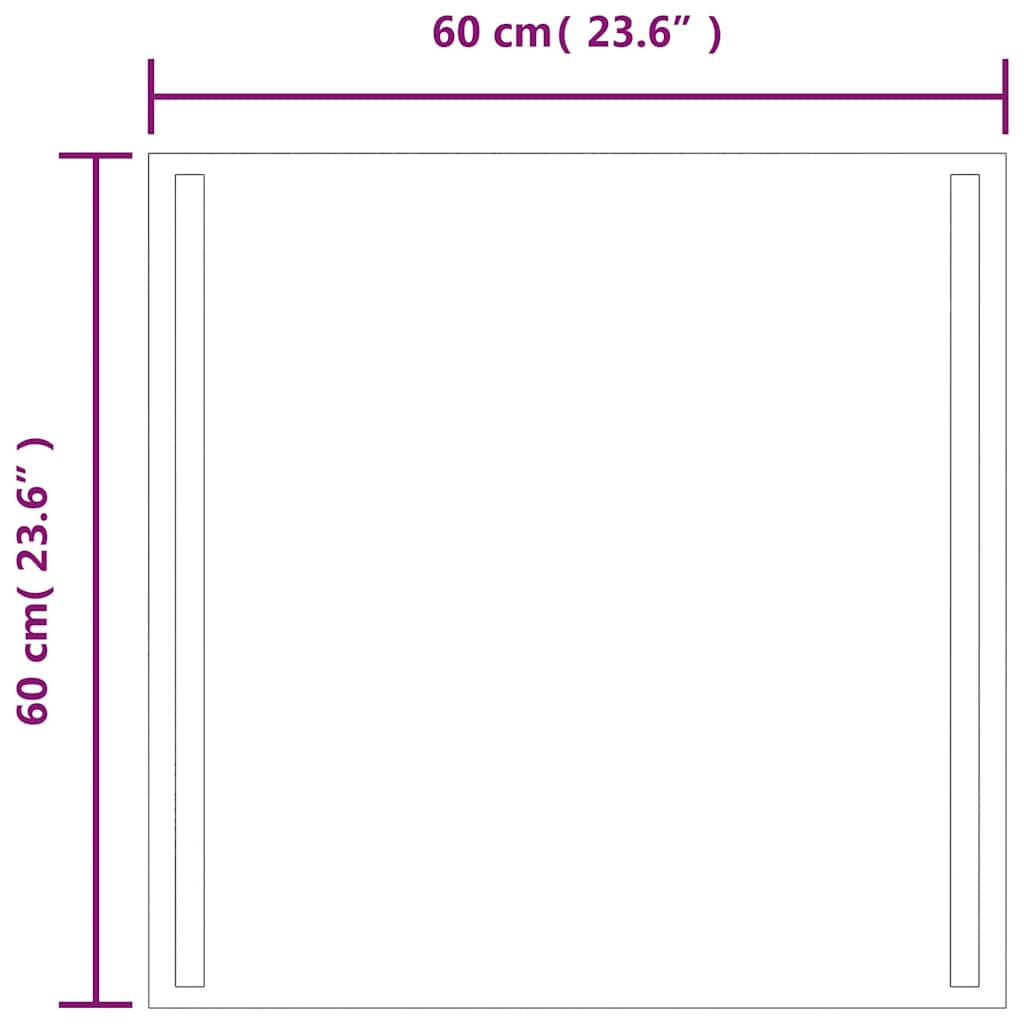 Baderomsspeil med LED 60x60 cm