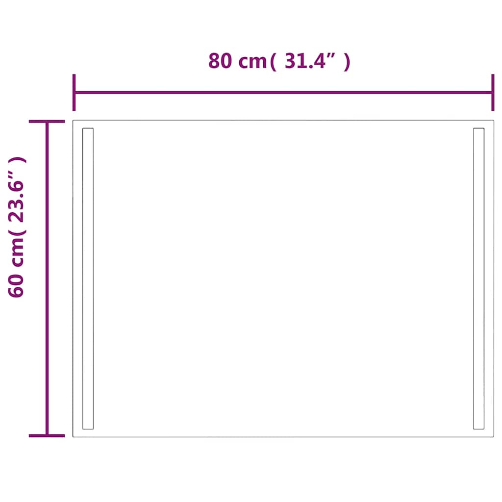 Baderomsspeil med LED 80x60 cm