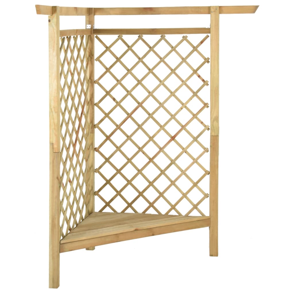 Hjørnepergola med benk 166x81x174 cm impregnert furu