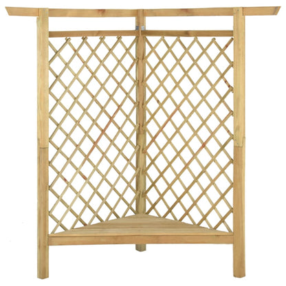 Hjørnepergola med benk 166x81x174 cm impregnert furu