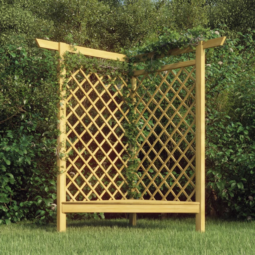 Hjørnepergola med benk 166x81x174 cm impregnert furu
