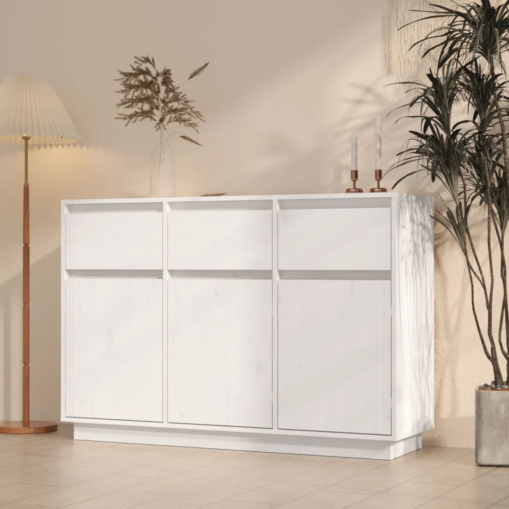Skjenk Hvit 110x34x75 cm heltre furu