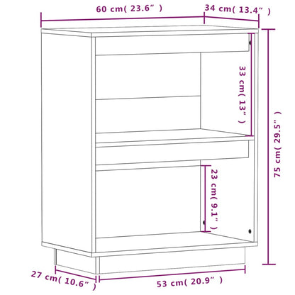 Bokhylle Hvit 60x34x75 cm heltre furu