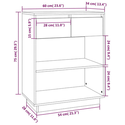 Avlastningsbord konsollbord Hvit 60x34x75 cm heltre furu
