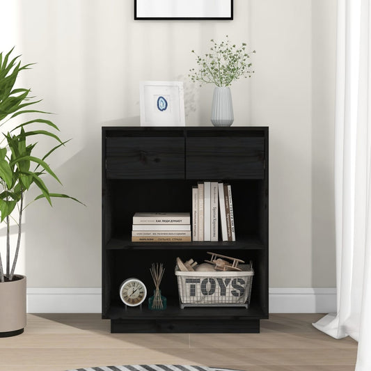 Bokhylle Svart 60x34x75 cm heltre furu