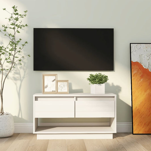 TV-Møbel Hvit TV-benk 74x34x40 cm heltre furu
