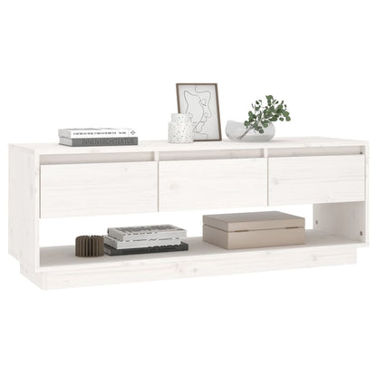TV-Møbel Hvit TV-benk 110,5x34x40 cm heltre furu