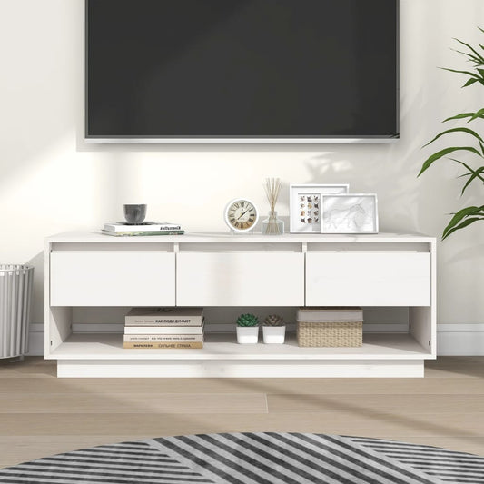 TV-Møbel Hvit TV-benk 110,5x34x40 cm heltre furu