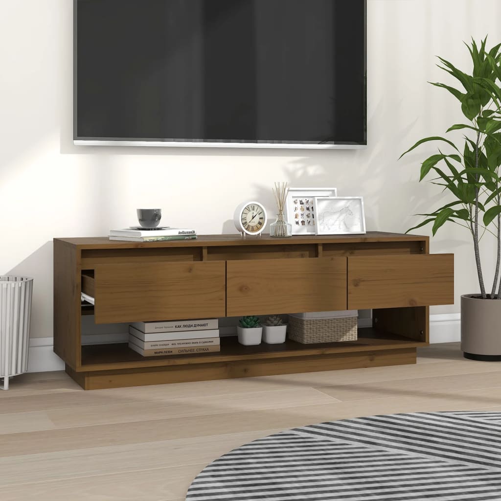 TV-Møbel Brun Tv-benk Honningbrun 110,5x34x40 cm heltre furu