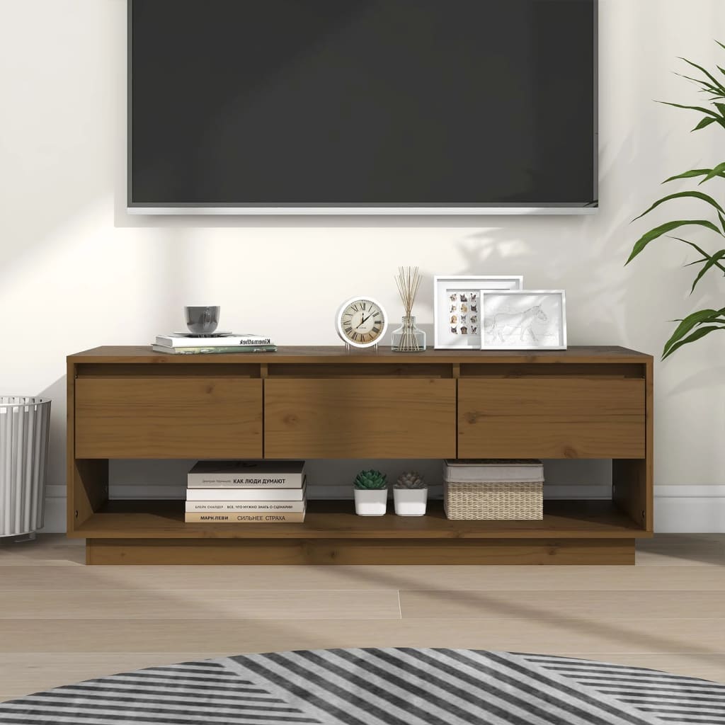 TV-Møbel Brun Tv-benk Honningbrun 110,5x34x40 cm heltre furu