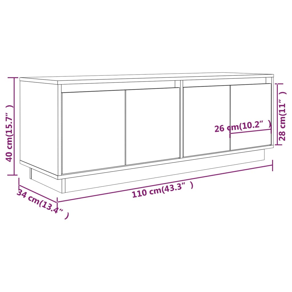 TV-Møbel Tre TV-benk heltre furu 110x34x40 cm