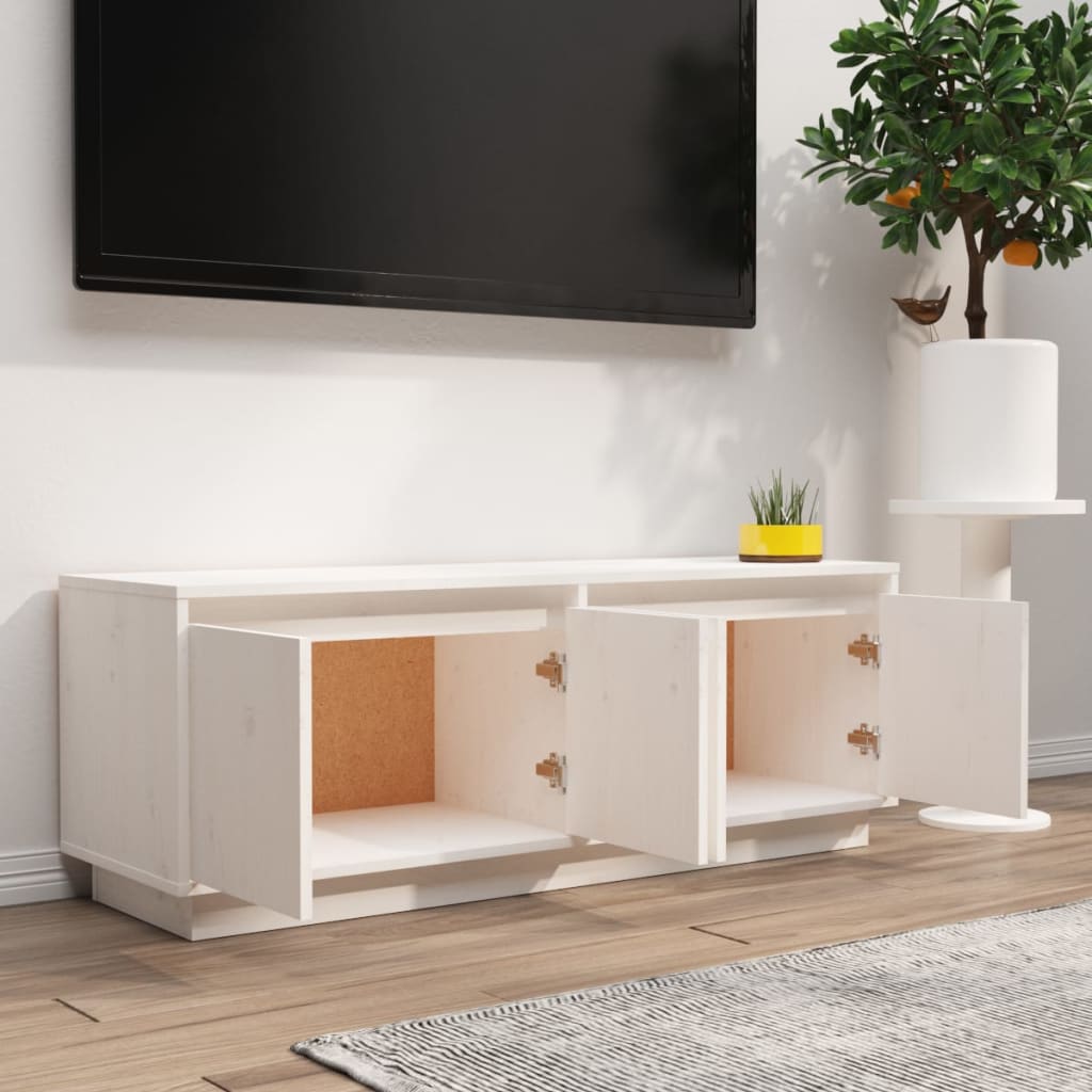 TV-Møbel Hvit TV-benk 110x34x40 cm heltre furu
