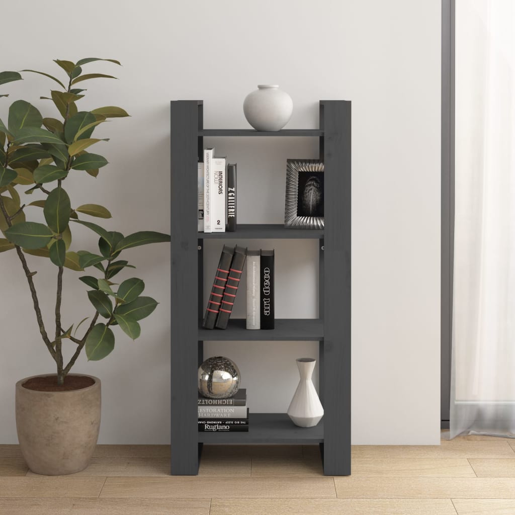 Bokhylle Grå Romdeler 60x35x125 cm heltre