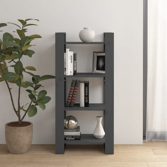 Bokhylle Grå Romdeler 60x35x125 cm heltre
