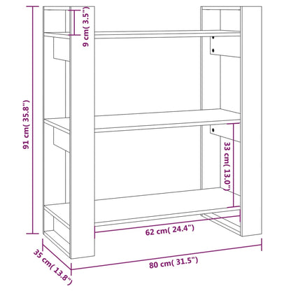 Bokhylle DIV. Romdeler 80x35x91 cm heltre furu