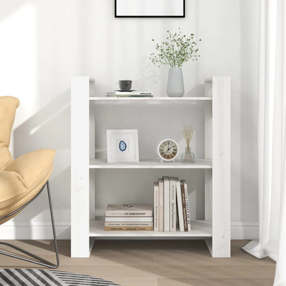 Bokhylle/romdeler hvit 80x35x91 cm heltre furu