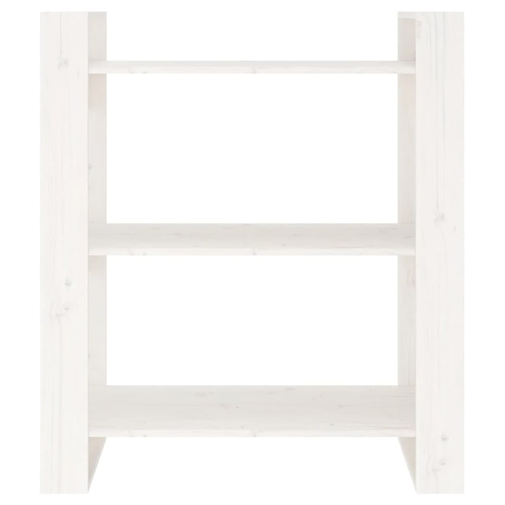 Bokhylle/romdeler hvit 80x35x91 cm heltre furu
