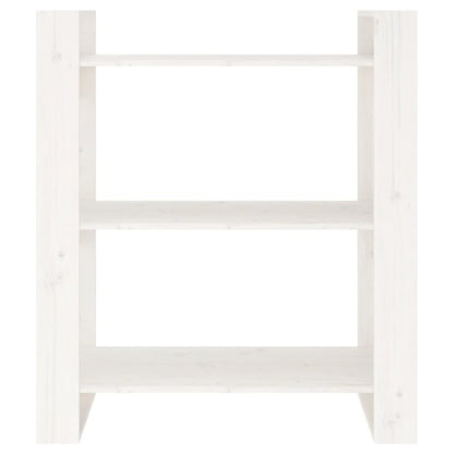 Bokhylle/romdeler hvit 80x35x91 cm heltre furu