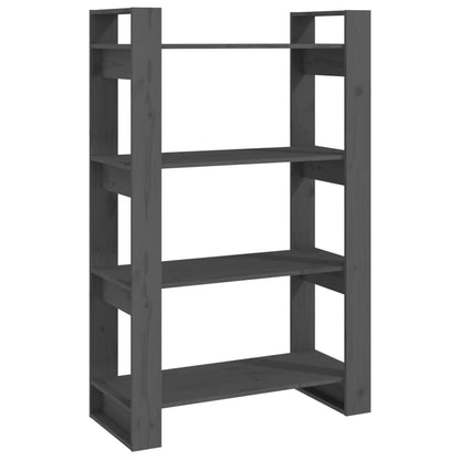 Bokhylle Grå Romdeler 80x35x125 cm heltre furu