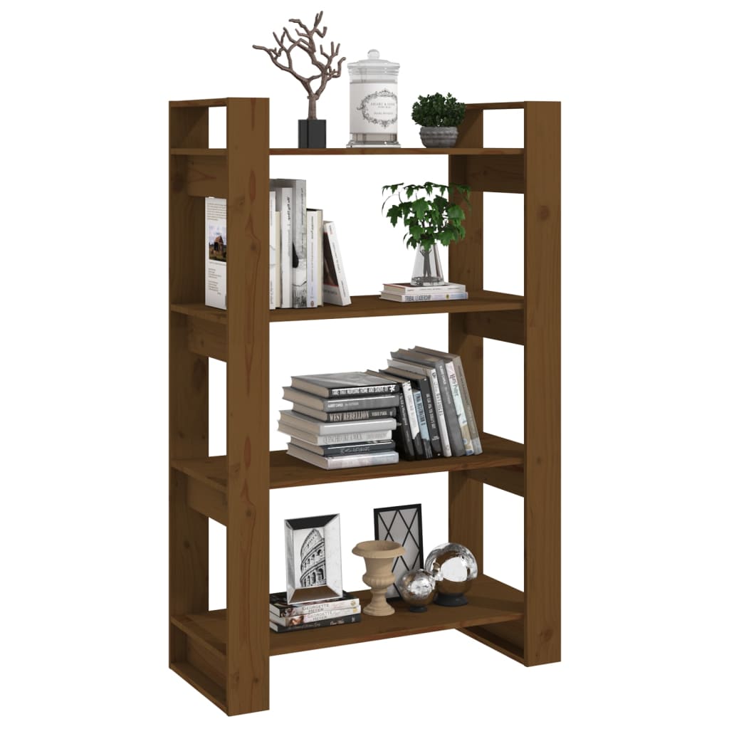 Bokhylle Honningbrun Romdeler 80x35x125 cm heltre
