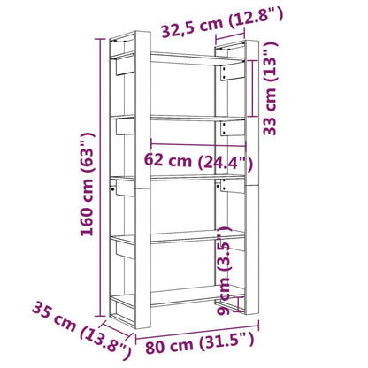 Bokhylle Tre Romdeler 80x35x160 cm heltre