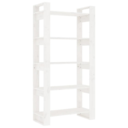 Bokhylle Hvit Romdeler 80x35x160 cm heltre furu